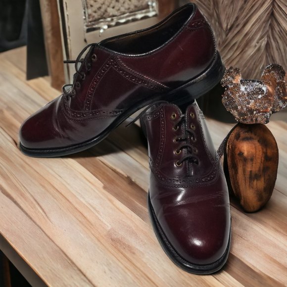 Keith Highlander Dress Shoes Burgundy Brown Leather Lace Up USA Men' Size -8 1/2 - Picture 2 of 15